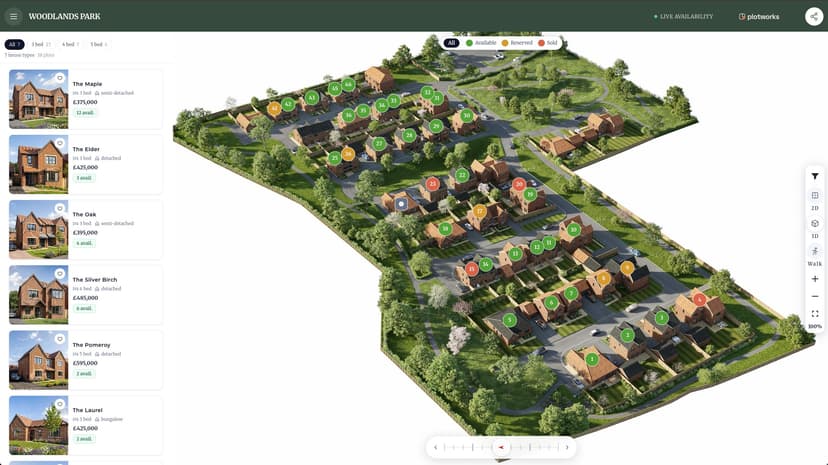 The interactive siteplan viewed on a buyer's phone at home